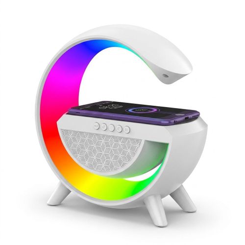 RGB Table Lamp with Wireless Speaker AN-2301 in White, Perfect for Work & Entertainment with Customizable Lighting & Integrated Audio Playback