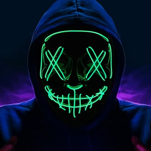 Peywot Halloween Mask LED Light up Mask, The Purge Mask with 3 Lighting ModesGreen