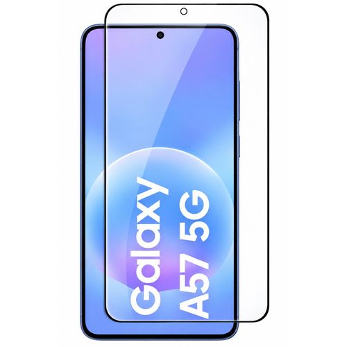 Clear tempered glass screen protector compatible with Samsung Galaxy A57 / A37 scratch-resistant, bubble-free installation, full edge-to-edge coverage, black frame.