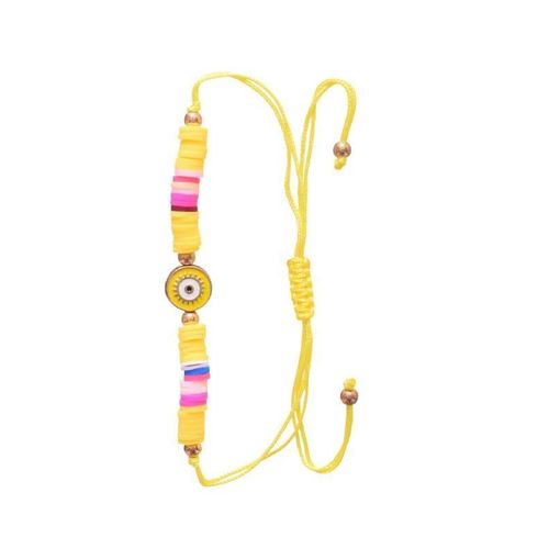 Eye-shaped pendant string bead bracelets for women - Yellow