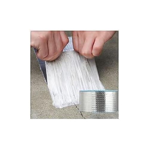 Two-meter waterproof repair tape, strong self-adhesive tape for repairing plastic pipes, suitable for all weather conditions, silver color, stretchable and waterproof for sealing roof pipes, holes and cracks.