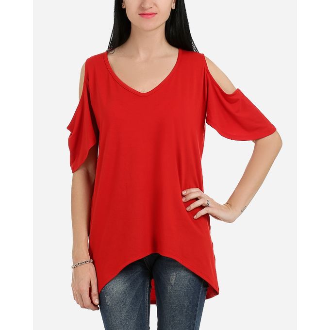 Buy Andora Solid Strapless Tunic- Red in Egypt