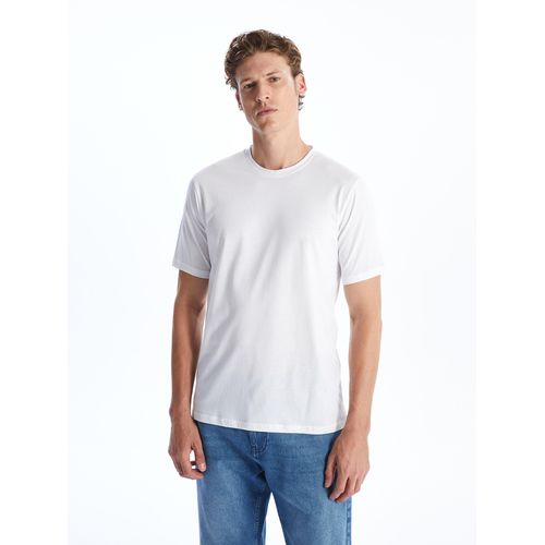 تي شيرت LC وايكيكي للرجال بأكمام قصيرة وفتحة رقبة دائرية من قطن مشطوف