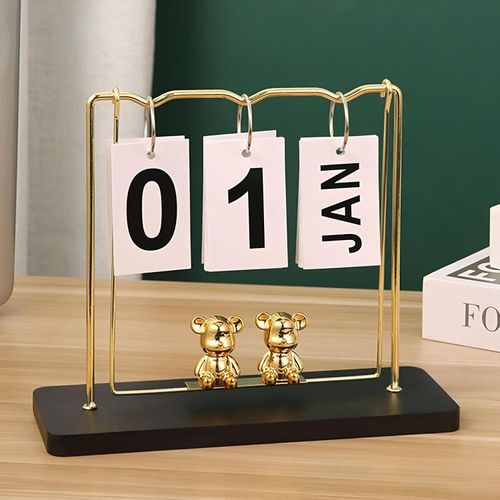 PERMANENT CALENDAR - Stylish and durable desk accessory made of high-quality metal and solid wood, perfect for adding a unique touch to any office or bedroom while keeping your days organized.