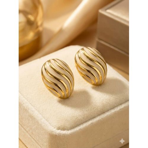 Simple & Luxurious Gold-Tone Curved Earrings