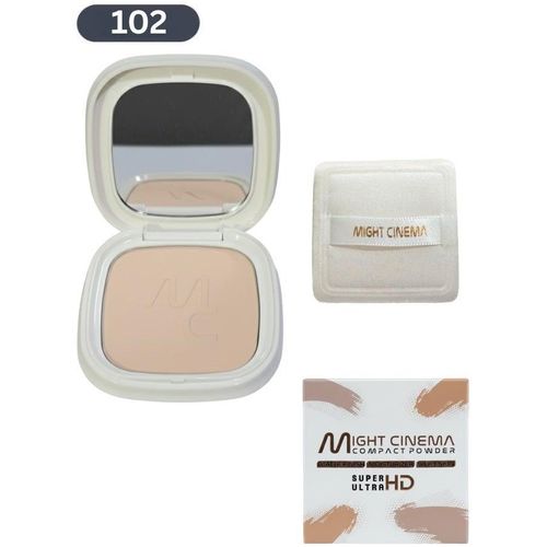 Might Cinema Compact Powder with Sponge â Velvet Matte Pressed Face Powder â 4 Shades for Smooth, Shine-Free Finish â Sets Foundation, Blurs Pores and Imperfections â Ideal for Oily and Combination Skin
