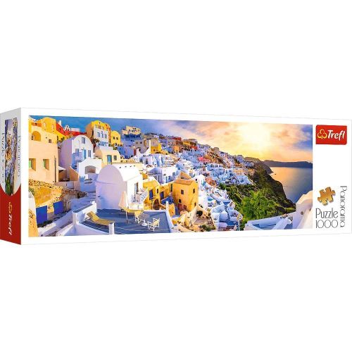 Sunset in Santorini Greece Panorama Puzzle 1000 Pieces - 29054