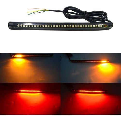 NBWDY Universal Amber Red led Light Strip Motorcycle Tail Brake Stop Turn Signal 32LED 8 Flexible led Light for Motorcycle Scooter Car Golf Cart