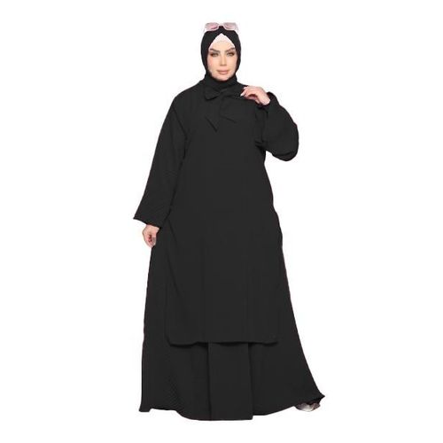 عباية الخامة كريب رويال مكون من 3 قطعة موديل 8173 , اسود