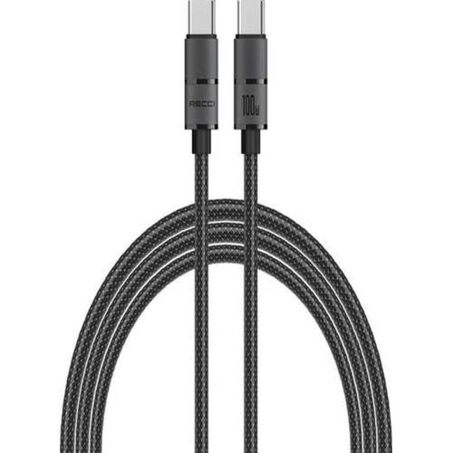 Recci RS08CC Warrior Series Type-C to Type-C PD Cable – 100W Fast Charging, 1.2m Durable Braided Grey Cable
