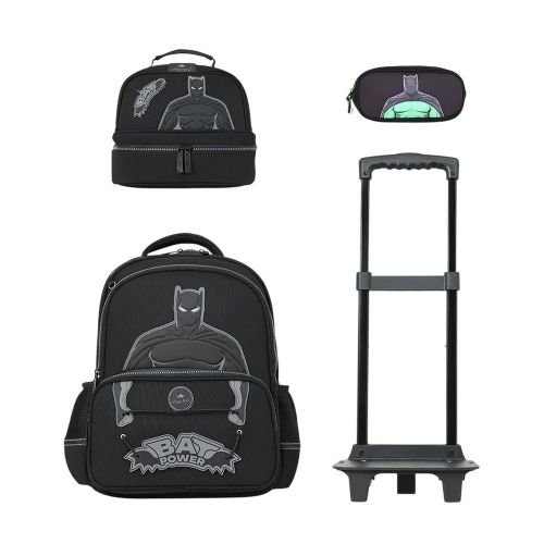 Glossy Bird - Bat Power School Trolley Bag Set with Backpack Lunch Bag and Pencil Case 16 Inch - GB5704T