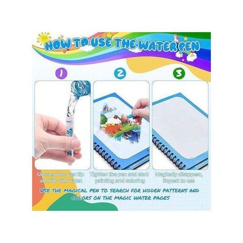 Magic Water Coloring Book for Kids – 2-Piece Set with Reusable Water Pen