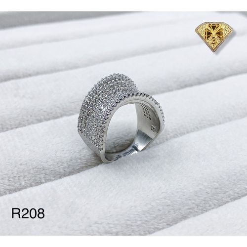 خاتم بلاتينيوم مزين بحجر زيركون للنساء من 3Diamonds - فضي