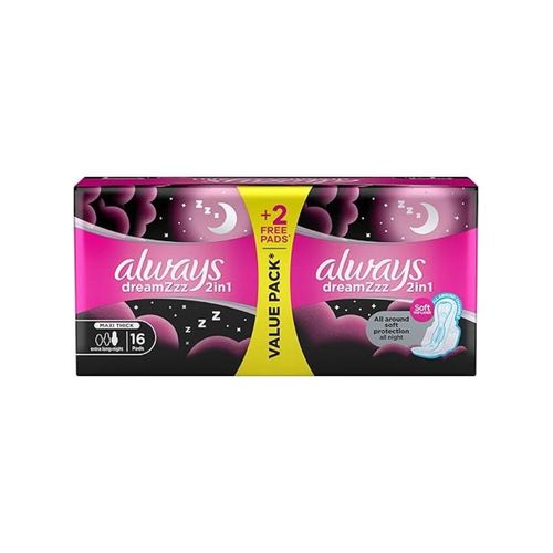 Dreamzzz 2in1, Feather Soft, Maxi Thick, Extra Long Sanitary Pads with Wings, 16 Pads