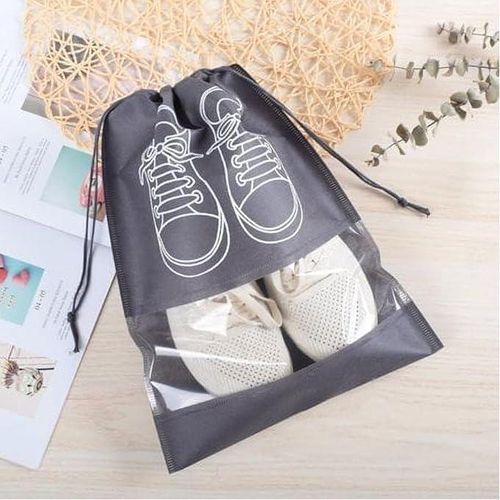 Large Travel Shoe Storage Bag – Non-Woven Drawstring Shoes Organizer with Clear Window for Men & Women 2 pcs