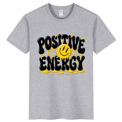 Light grey Cotton T-shirt ,,,,Positive Energy ,,,,,,