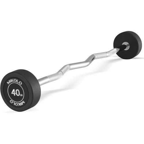 Fixed Barbell, Pre-Loaded Weight EZ Curl Bar, PVC Barbell Weight Set for Strength Training and Weightlifting