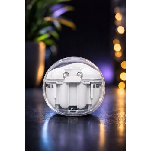 S6 Transparent Wired Wireless Earbuds with Deep Bass Stereo (Bluetooth Headset with Charging Case) (white- S6)