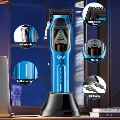 Km-1763 - ماكينة حلاقة كهربائية احترافية. قابله للشحن للرجال