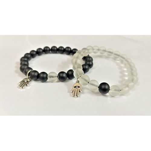 Handmade Cables Of Black And White Matting - Clips