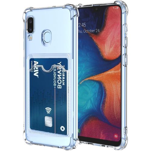 Clear Case with Card Slot Soft TPU Bumper Slim Protective Cover with Card Holder For Samsung Galaxy A20