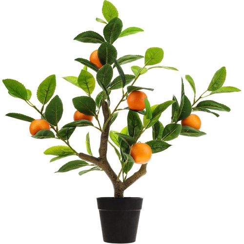 20 Artificial Orange Tree Fake House Green Plant Fruits Decoration with Plastic Pot Realistic Leaves for Home Table Office Garden Indoor Outdoor