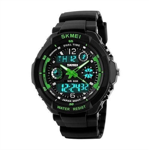 Men's Watch with Resin Bracelet, Black/Green Dial 0931GN