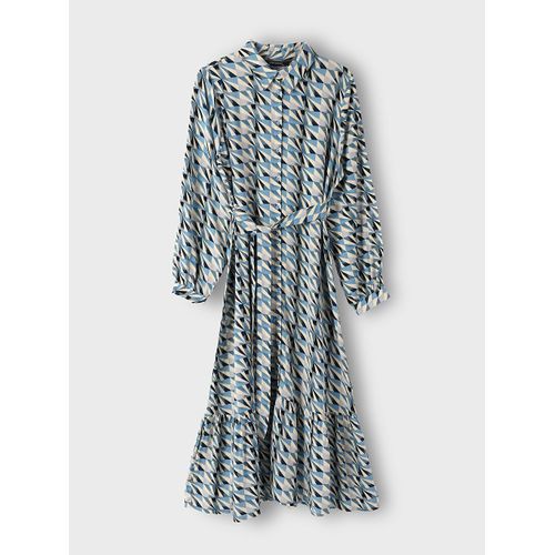 Patterned Long Sleeve Women's Shirt Dress