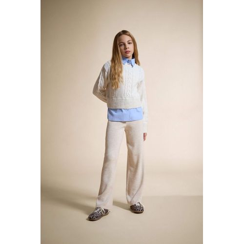 سروال واسع الساق بخصر مطاطي للبنات