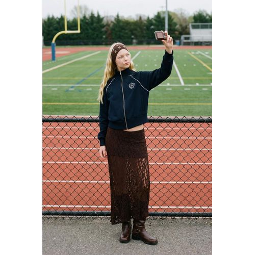 Asymmetric Lace with Lining Normal Waist Midi Skirt