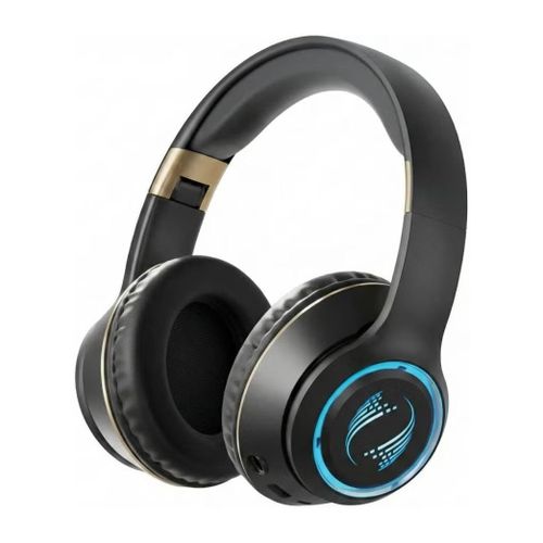 SD-1014 Wireless Bluetooth Over-Ear Headphone with RGB LED, Stereo Sound, Built-in Mic, Memory Card Support - Black
