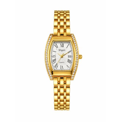 Elegant Gold Ladies Watch - Accented Roman Numeral Dial