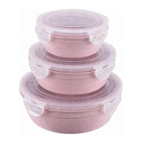 Round Refrigerator Container Set Pink