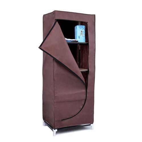 Foldable Non-Woven Wardrobe Four Shelves Brown Color 50x39x135 Cm