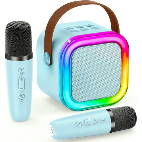 Mini Karaoke Machine for Kids,Portable Bluetooth Speaker with Wireless Microphone, Gifts Toys for Girls 4, 5, 6, 7, 8, 9, 10 +Year Old Birthday Family Home Party(Blue)