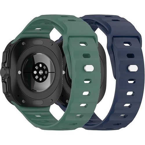 X-Tech Sport Band Compatible with Samsung Galaxy Watch 7 Ultra 2024, Soft Silicone Replacement Band, Breathable and Waterproof for Galaxy Watch 7 Ultra 47mm, Men's and Women's (2-Pack) - Green & Navy Blue