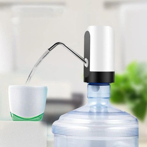 5 Gallon Portable Rechargeable Electric Water Pump with USB Port for 2-5 Gallon Water Bottles, Suitable for Office, Home, Camping, Kitchen, and More - SkyTouch White