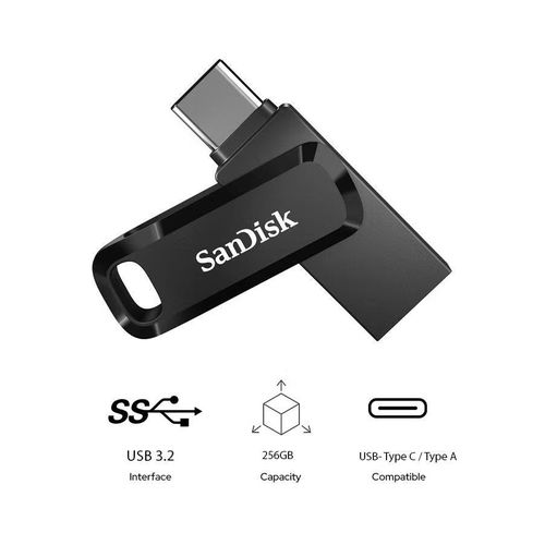 256 GB Ultra Dual Flash Drive Go USB Type-C,Read Speed 400 MBps,Write Speed 90 MBps, MicroSD, UHS-I SDDDC3-256G-G46 256 GB