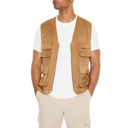 Faux Suede Perforated Cargo Vest