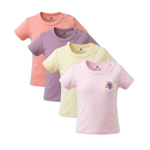 Pack of 4 Cotton Short Sleeve Undershirt for Baby Girl