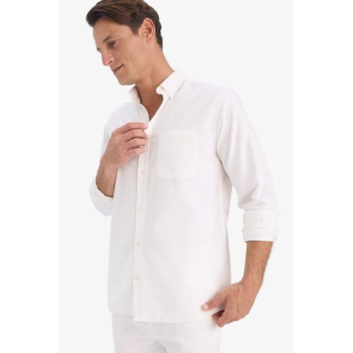 Cotton Regular Fit Polo Neck Oxford Basic Shirt