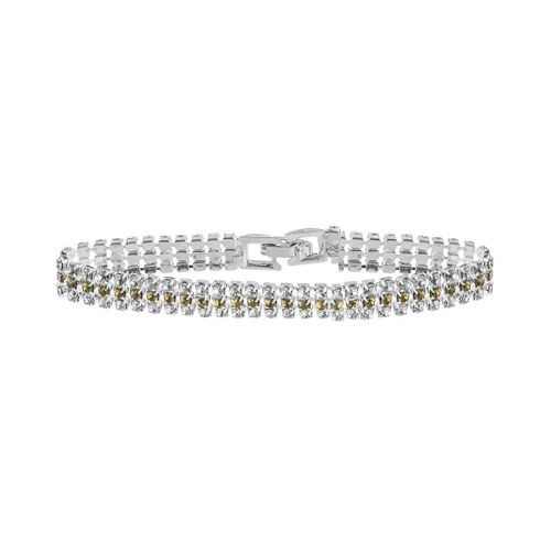 Stainless Steel Bracelet with Synthetic Diamond Cloves for Women - Silver Black