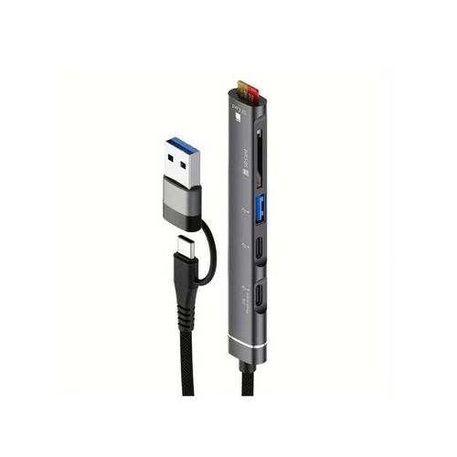 5-in-1 USB Hub Station Multi-Port Adapter with Micro SD Card Reader Charging Station - Type C and USB A Compatible for all Phone Device