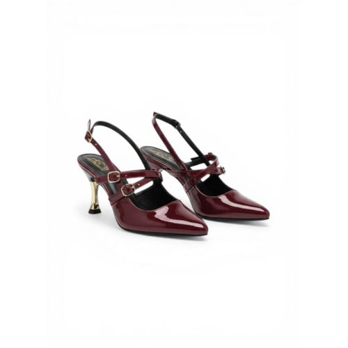 Shoes Heels Leather Glossy Classic F-615 - Burgundy