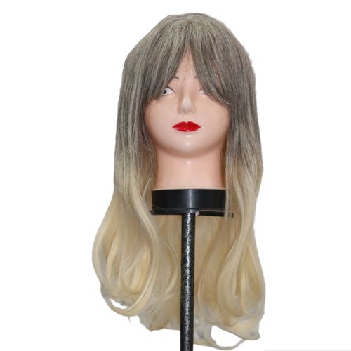 Long Blonde and Gray Medium Cut Wig - Versatile and Comfortable