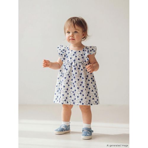 Square Neck Embroidered Baby Girl's Dress