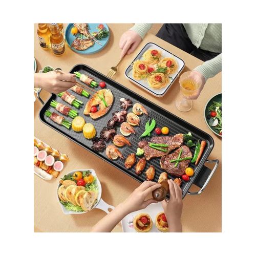 Large Family Size Teppanyaki Electric Grill – Non-Stick Flat Griddle with Adjustable Temperature Control