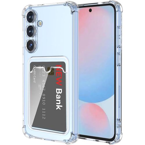 Samsung Galaxy A56 5G Case Clear Card Holder Back Wallet Crystal Transparent Soft TPU Shockproof Bumper Corner Drop Protection Phone Case Cover With Camera Lens Protection - Transparent