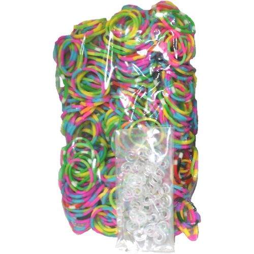 1200-Piece Do-It-Yourself Bracelet Kit Refill Pack, Includes Rubber Band and S-Clips for Loom Art-Kids Craft with Rainbow, Tie Dye