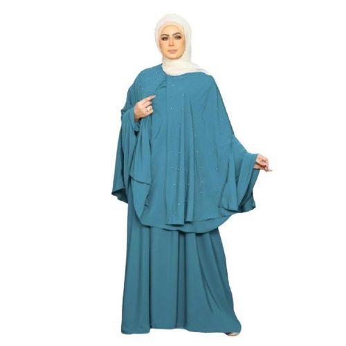 Edna Royal Crepe Material Consists of 3 Pieces , Turquoise